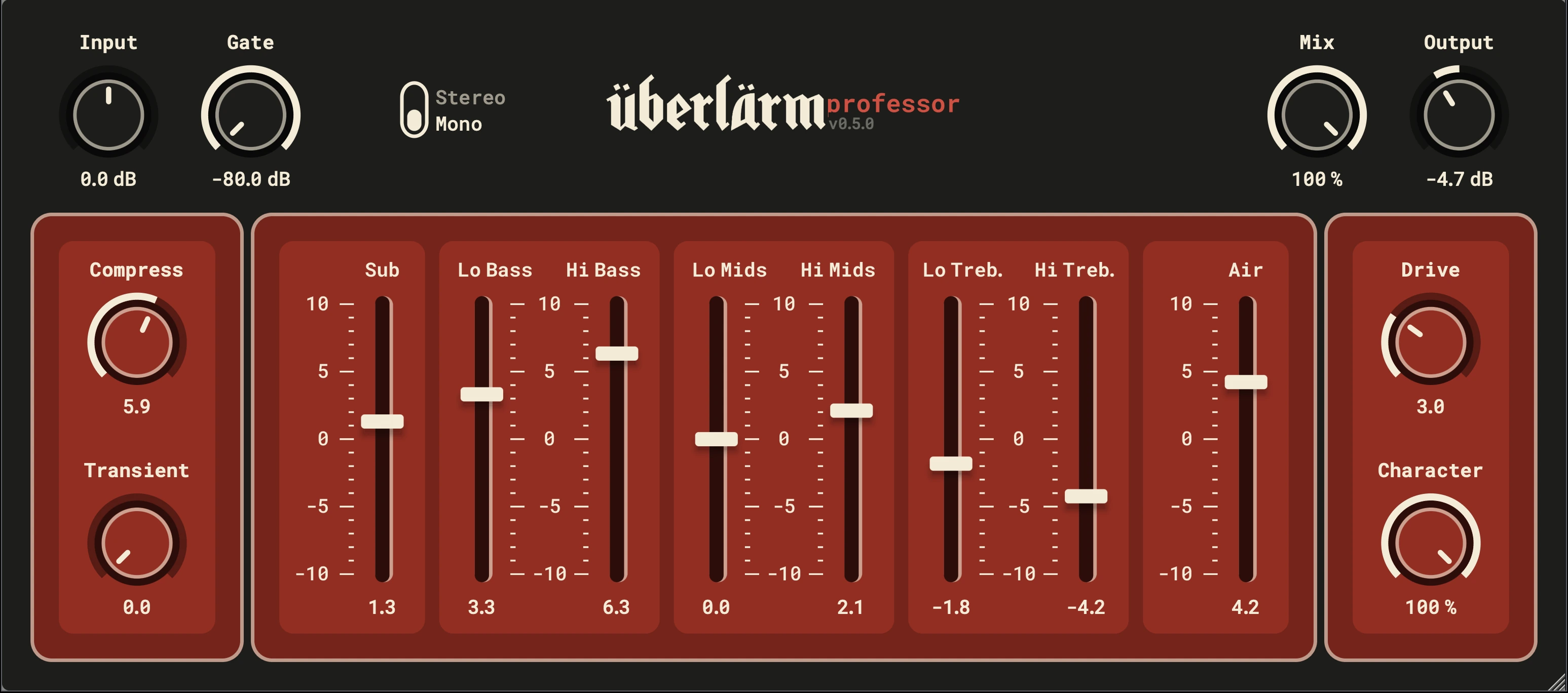 Ueberlaerm Professor plug-in interface